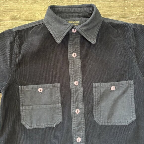 Random Access Men’s Corduroy Shirt S Navy Blue Button-Up Casual Fall Jersey - Picture 2 of 16